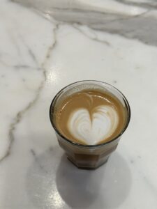 cortado with milk heart