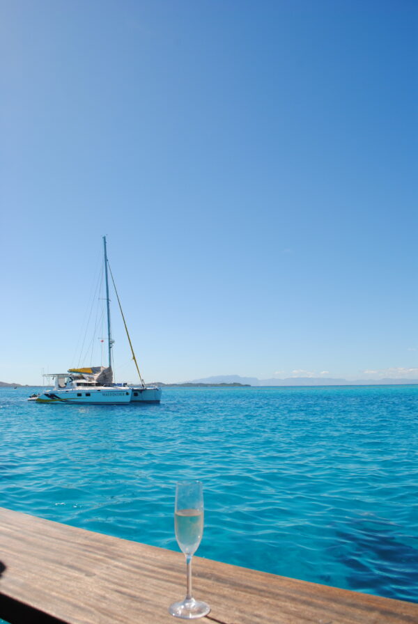 A glass of champagne in Fiji